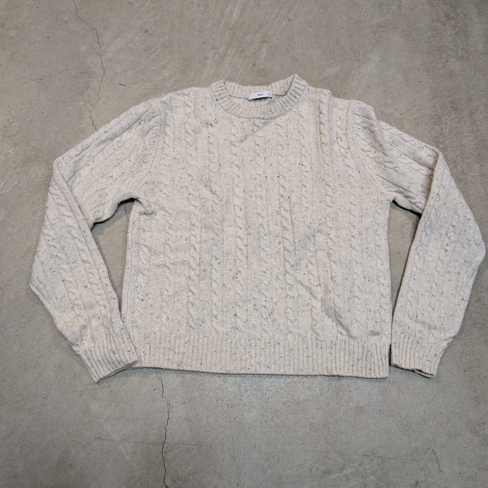 TNA Sweater Cable Knit Women's XS Wool Cashmere Cream Speckled